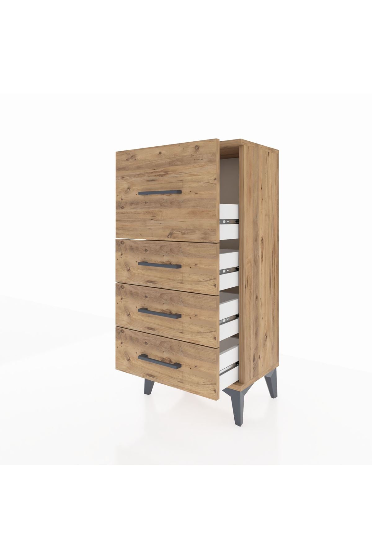 Arges Komodin 4 Çekmeceli 44x30x96 Çam-Çam