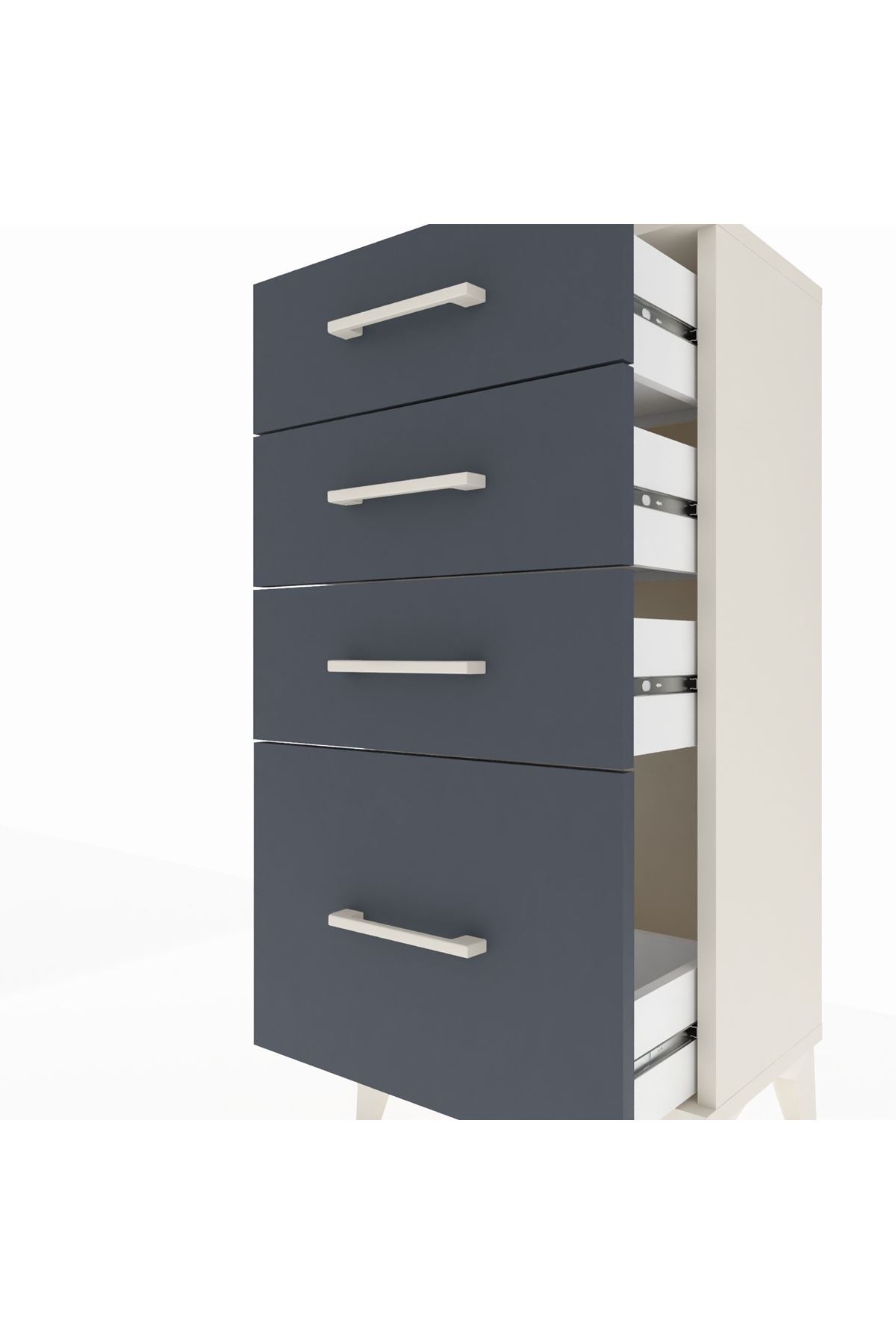 Arges Komodin 4 Çekmeceli 44x30x96 Aytaşı-Antrasit