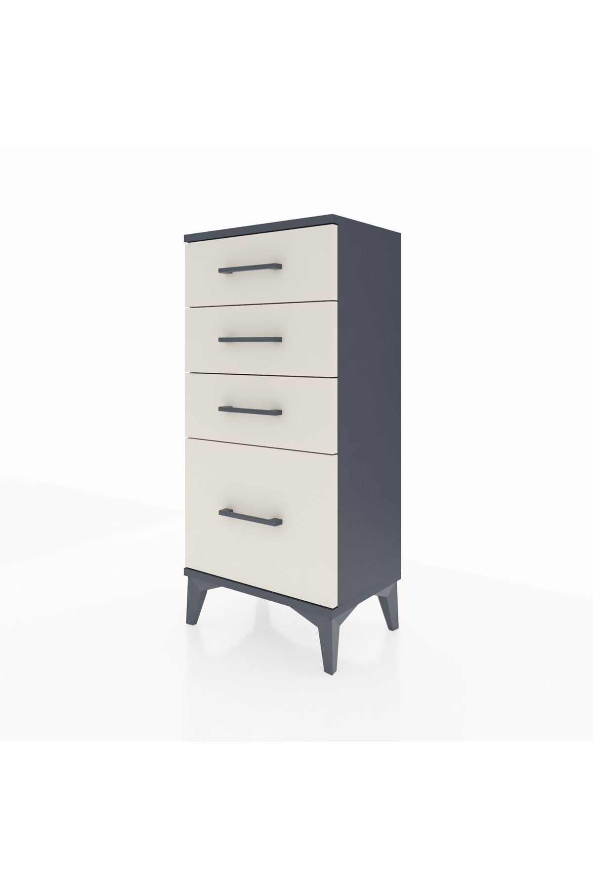 Arges Komodin 4 Çekmeceli 44x30x96 Antrasit-Aytaşı