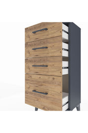 Arges Komodin 4 Çekmeceli 44x30x96 Antrasit-Çam