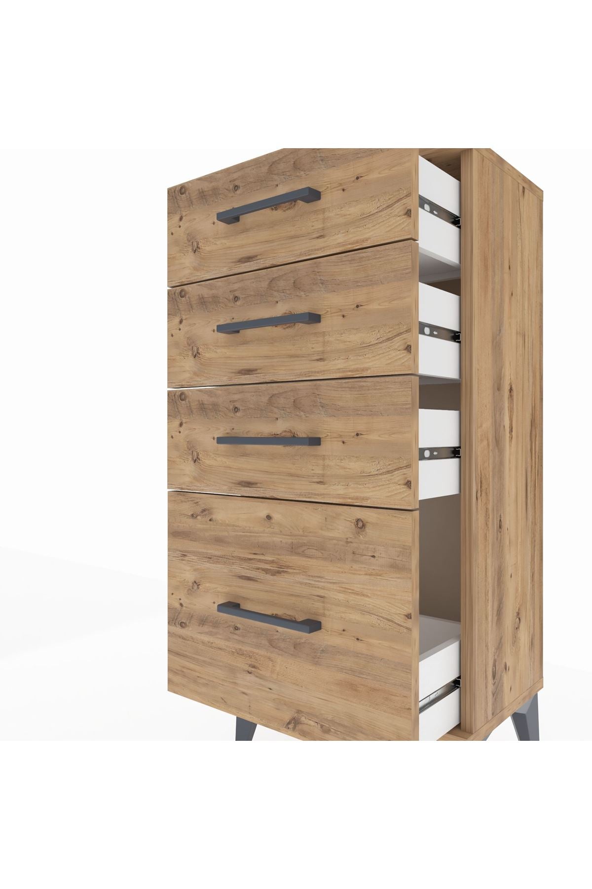 Arges Komodin 4 Çekmeceli 44x30x96 Çam-Çam