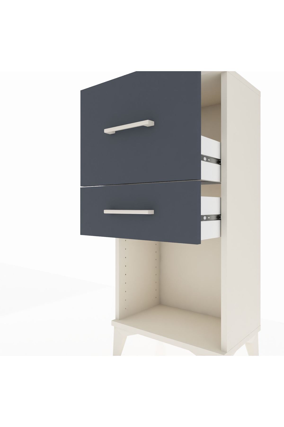 Arges Komodin 2 Çekmeceli 44x30x96 Aytaşı-Antrasit