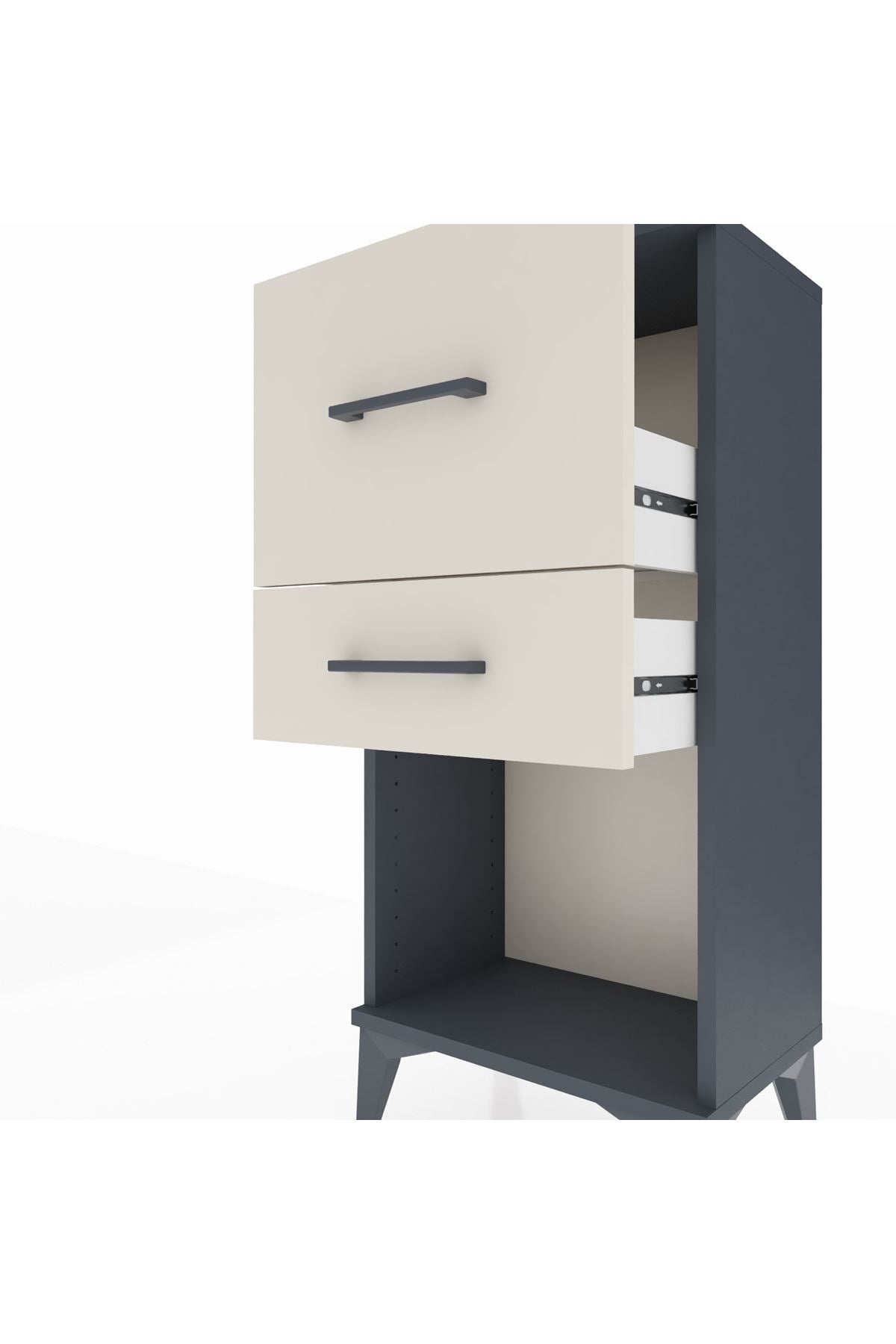 Arges Komodin 2 Çekmeceli 44x30x96 Antrasit-Aytaşı