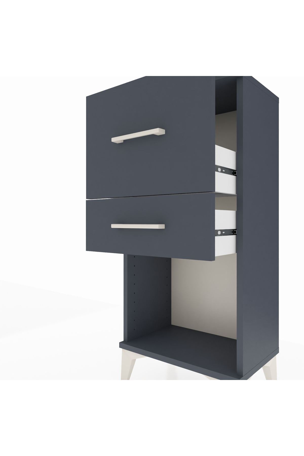 Arges Komodin 2 Çekmeceli 44x30x96 Antrasit-Antrasit