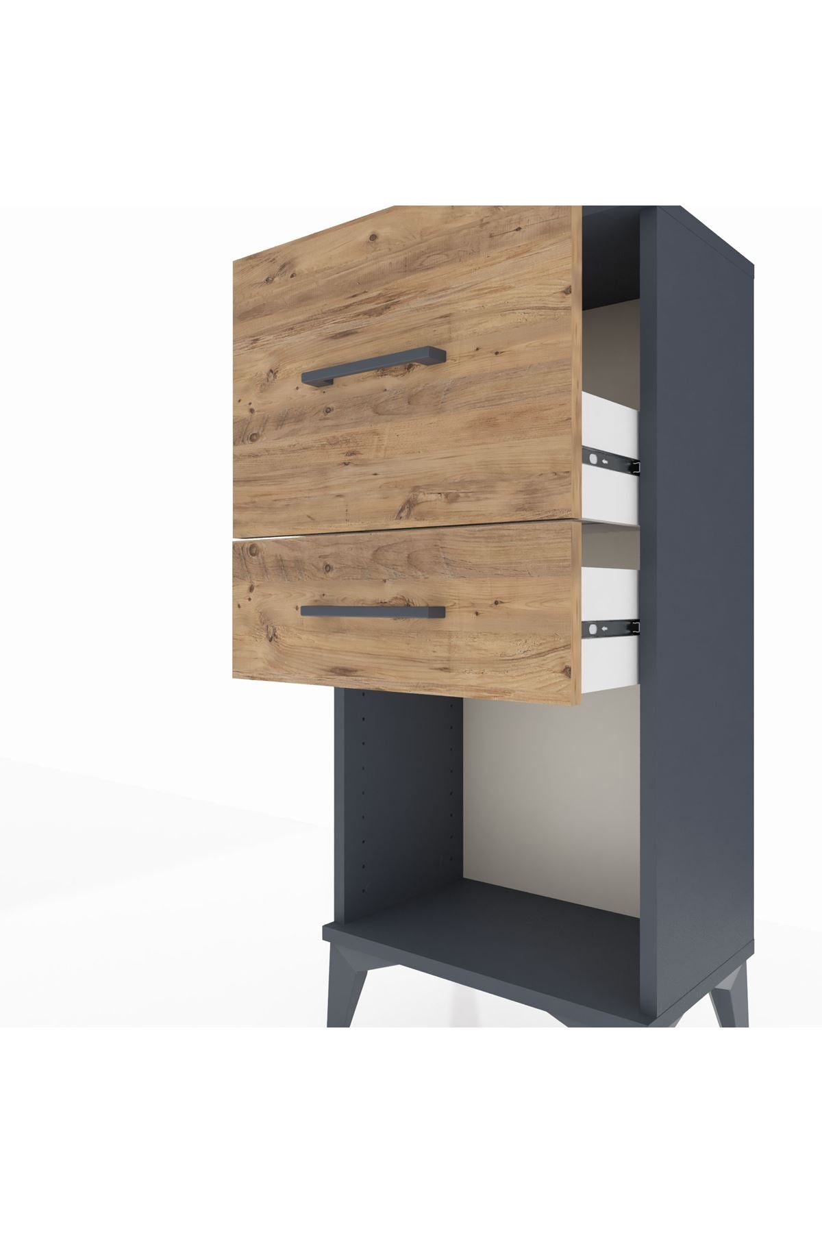 Arges Komodin 2 Çekmeceli 44x30x96 Antrasit-Çam