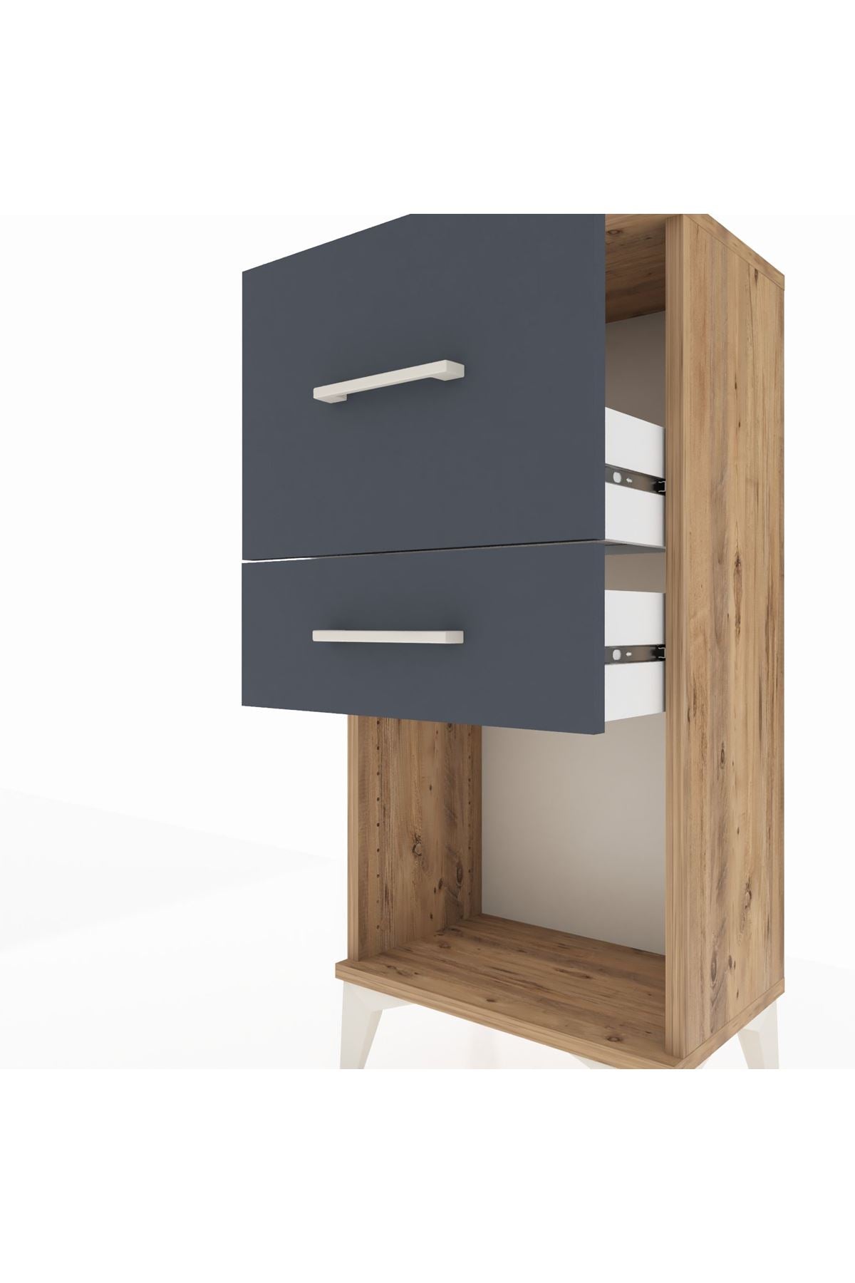 Arges Komodin 2 Çekmeceli 44x30x96 Çam-Antrasit