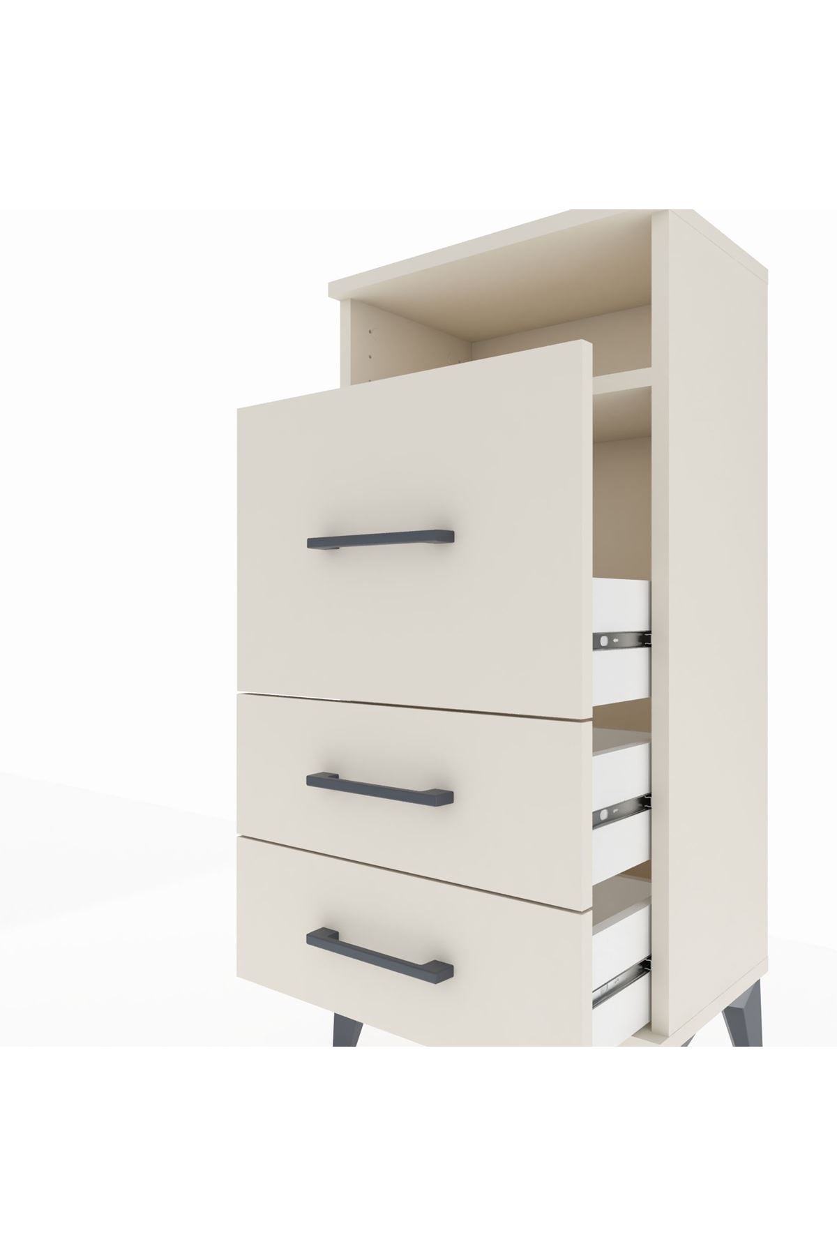 Arges Komodin Tek Raflı 3 Çekmeceli 44x30x96 Aytaşı-Aytaşı