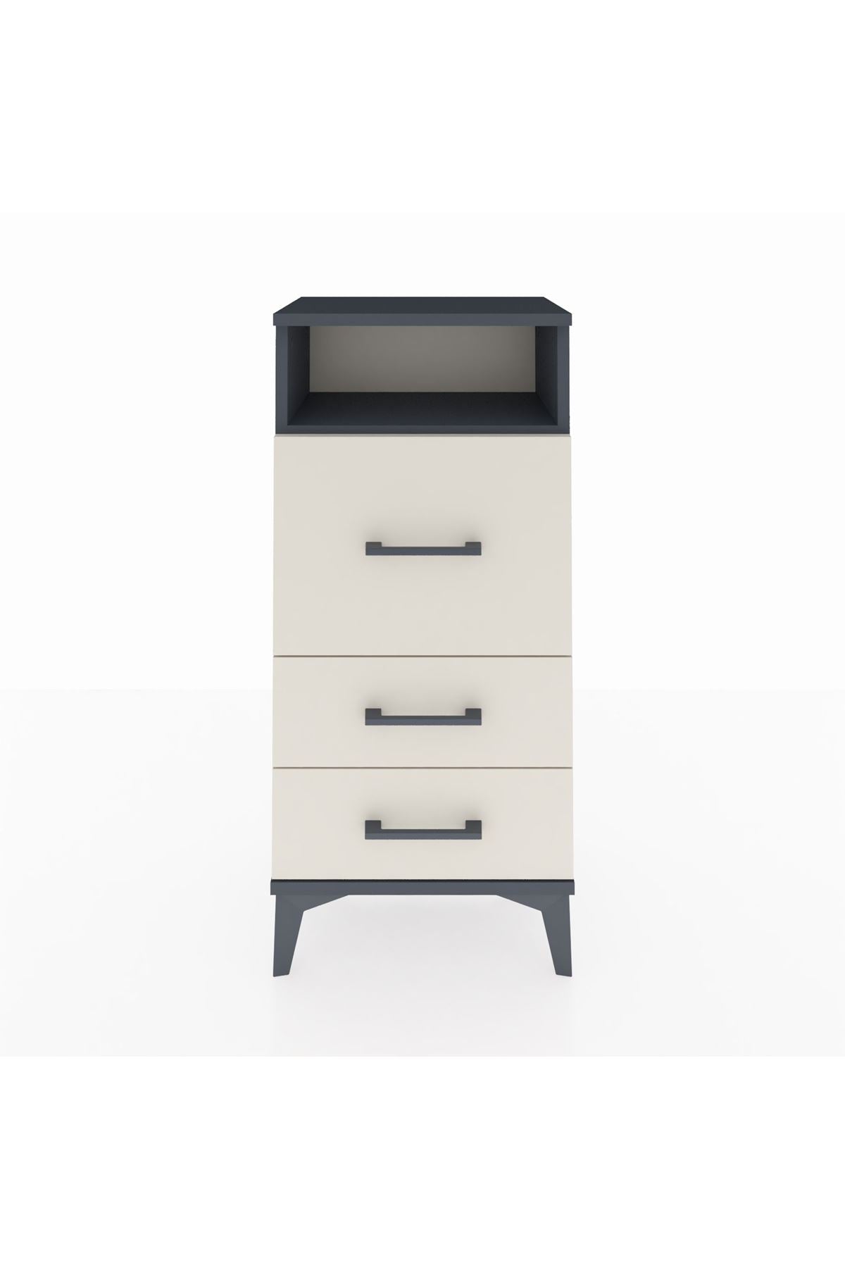 Arges Komodin Tek Raflı 3 Çekmeceli 44x30x96 Antrasit-Aytaşı