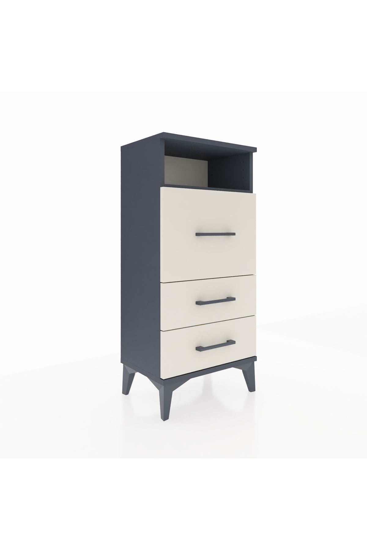 Arges Komodin Tek Raflı 3 Çekmeceli 44x30x96 Antrasit-Aytaşı