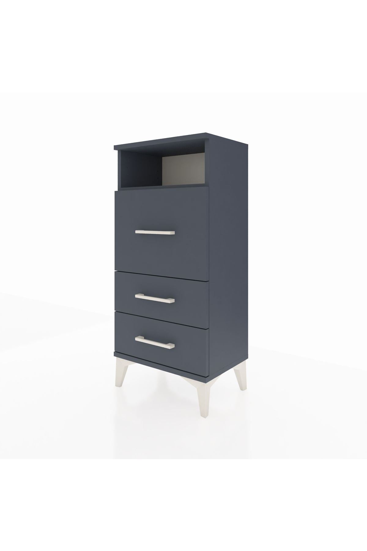 Arges Komodin Tek Raflı 3 Çekmeceli 44x30x96 Antrasit-Antrasit