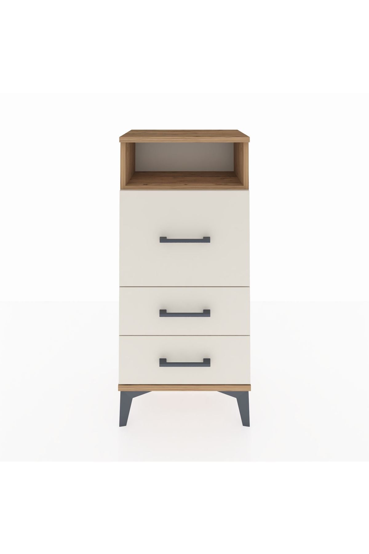 Arges Komodin Tek Raflı 3 Çekmeceli 44x30x96 Çam-Aytaşı