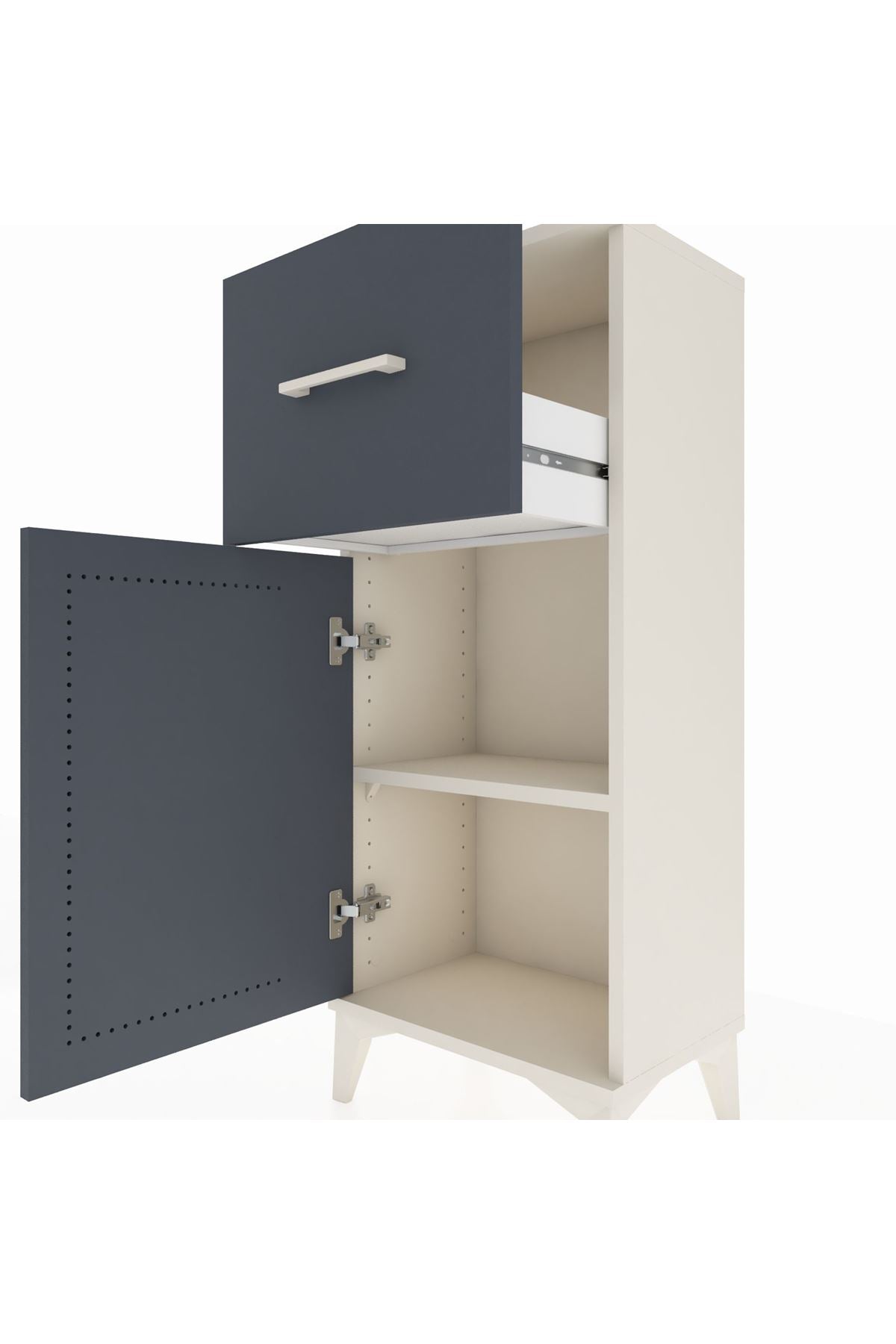 Arges Komodin Tek Raflı Tek Çekmeceli Tek Kapaklı 44x30x106 Aytaşı-Antrasit