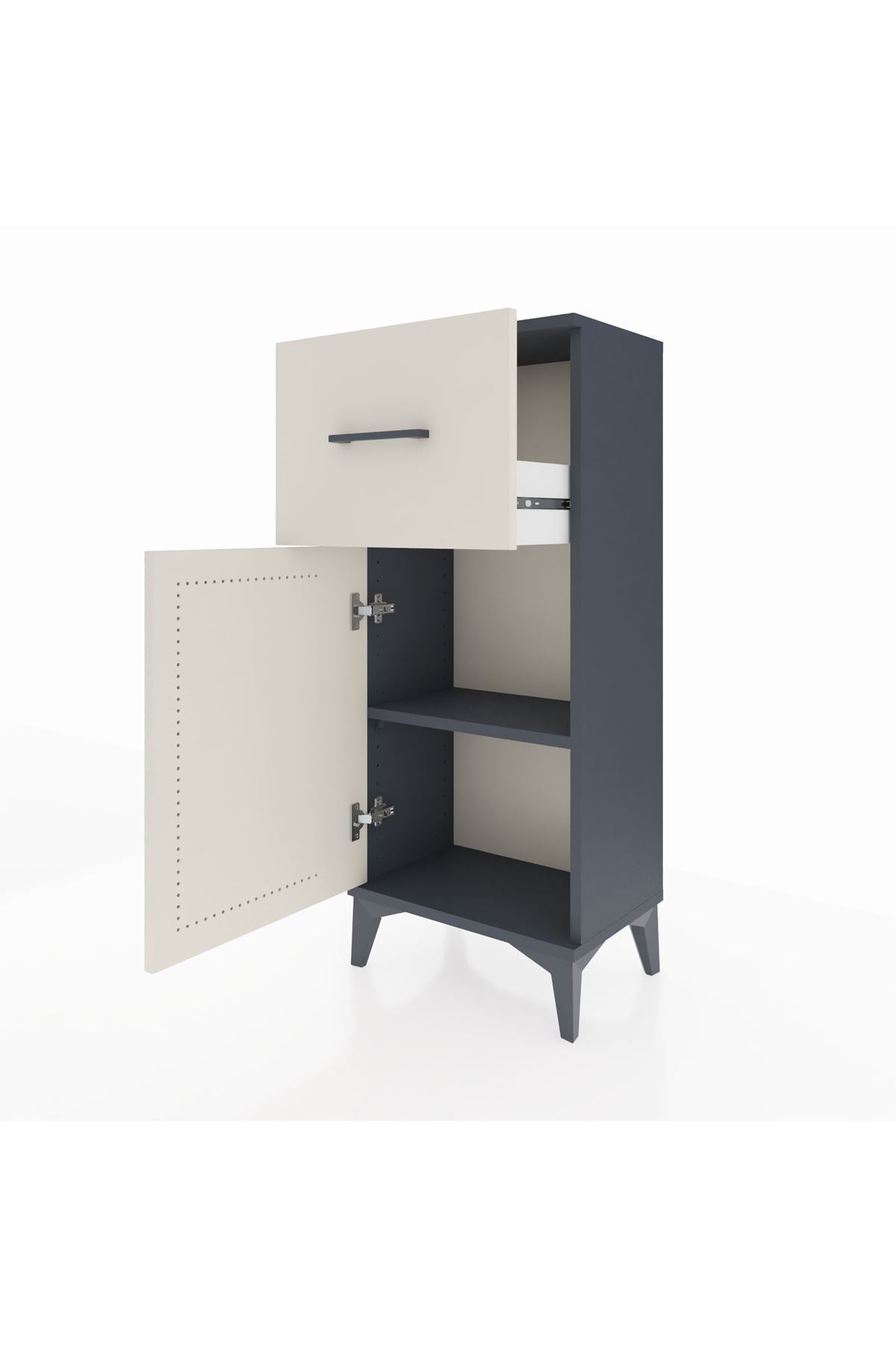 Arges Komodin Tek Raflı Tek Çekmeceli Tek Kapaklı 44x30x106 Antrasit-Aytaşı