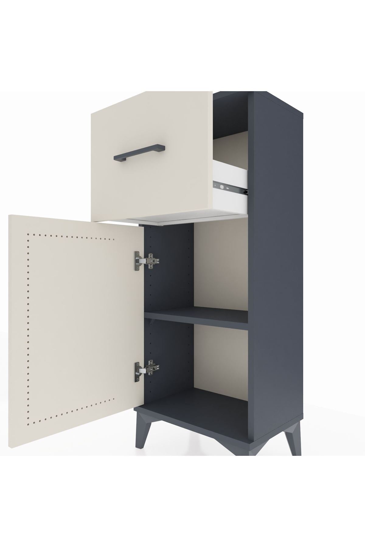 Arges Komodin Tek Raflı Tek Çekmeceli Tek Kapaklı 44x30x106 Antrasit-Aytaşı