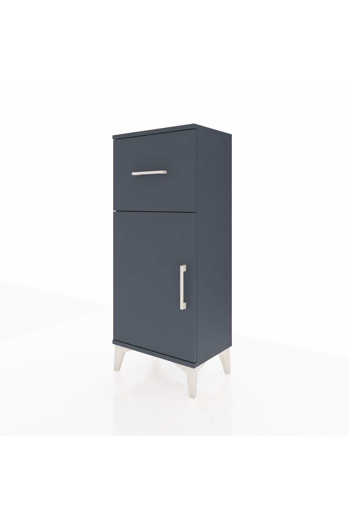 Arges Komodin Tek Raflı Tek Çekmeceli Tek Kapaklı 44x30x106 Antrasit-Antrasit