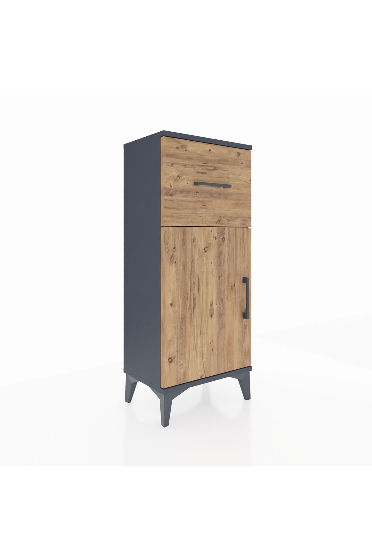 Arges Komodin Tek Raflı Tek Çekmeceli Tek Kapaklı 44x30x106 Antrasit-Çam