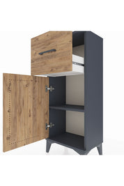 Arges Komodin Tek Raflı Tek Çekmeceli Tek Kapaklı 44x30x106 Antrasit-Çam