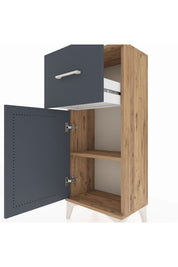 Arges Komodin Tek Raflı Tek Çekmeceli Tek Kapaklı 44x30x106 Çam-Antrasit