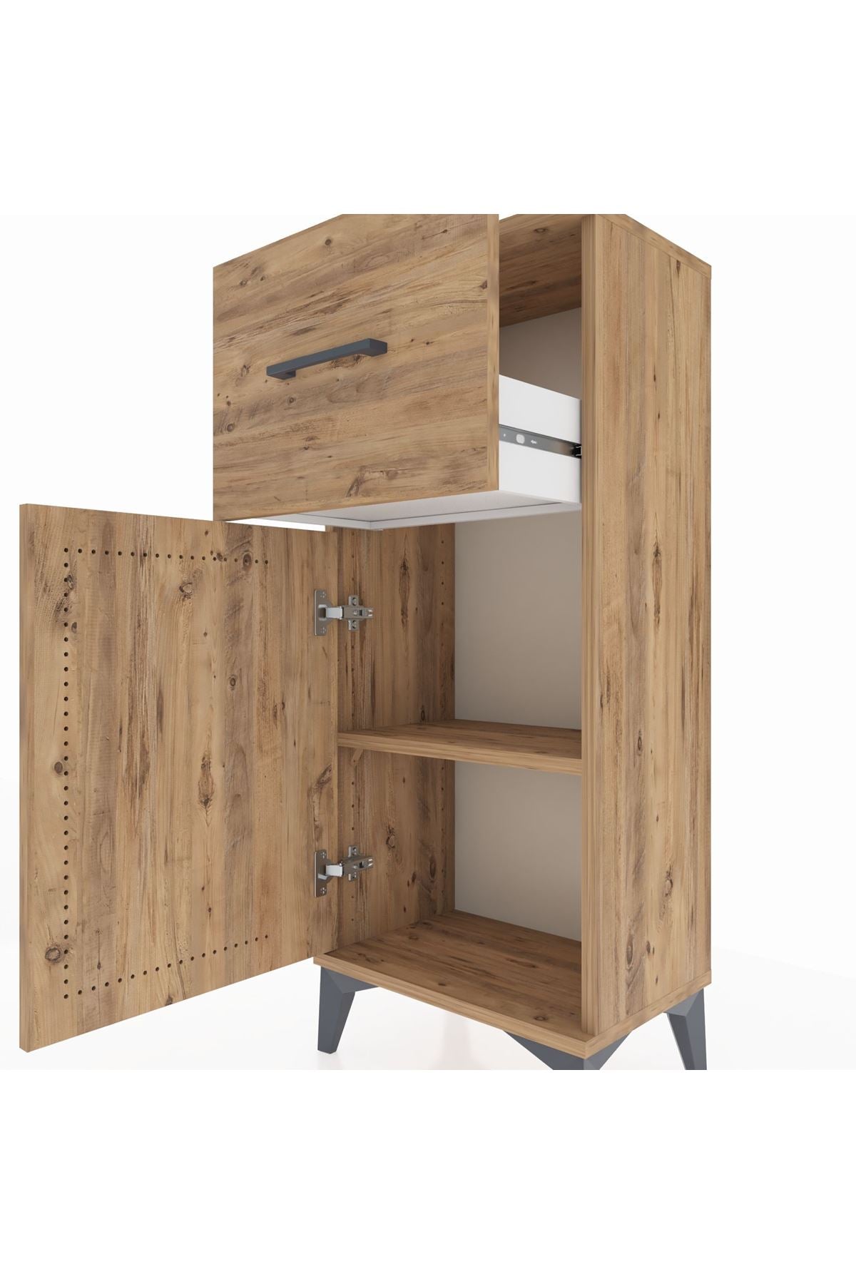 Arges Komodin Tek Raflı Tek Çekmeceli Tek Kapaklı 44x30x106 Çam-Çam