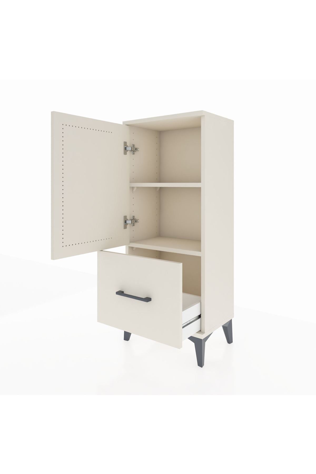 Arges Komodin 2 Raflı Tek Çekmeceli Tek Kapaklı 44x30x106 Aytaşı-Aytaşı