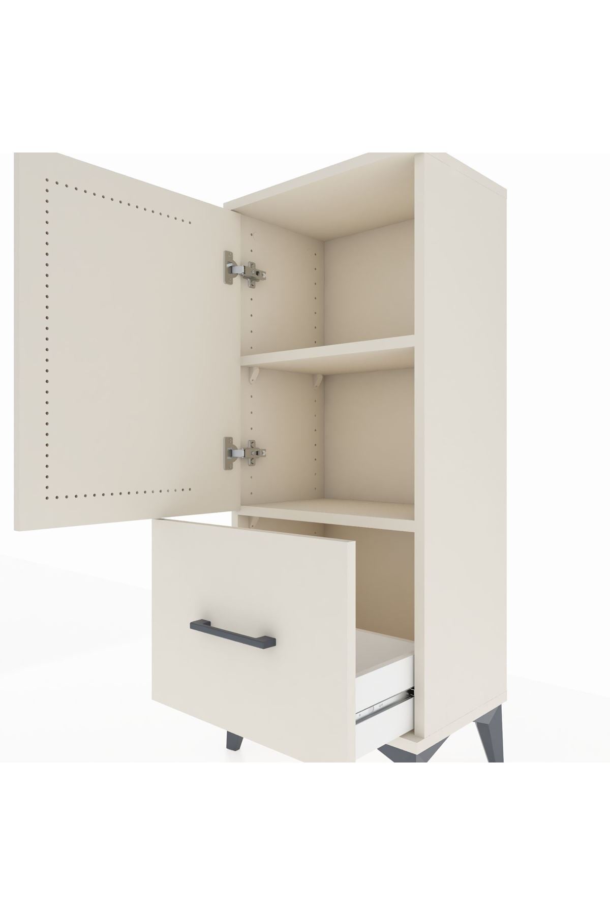 Arges Komodin 2 Raflı Tek Çekmeceli Tek Kapaklı 44x30x106 Aytaşı-Aytaşı