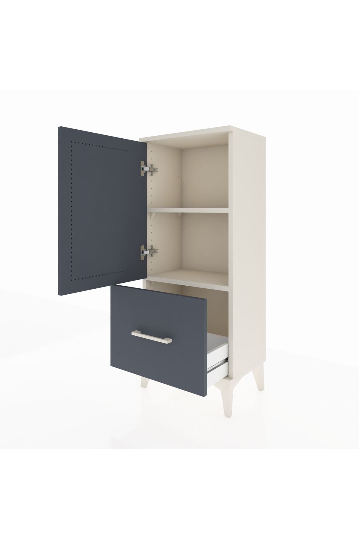 Arges Komodin 2 Raflı Tek Çekmeceli Tek Kapaklı 44x30x106 Aytaşı-Antrasit