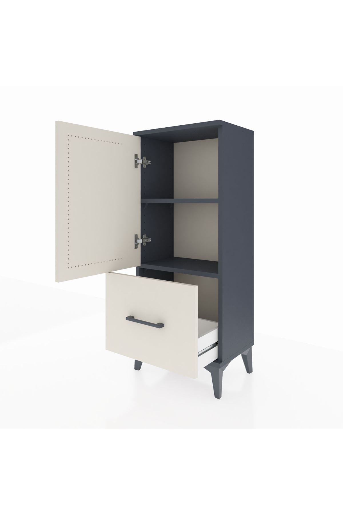 Arges Komodin 2 Raflı Tek Çekmeceli Tek Kapaklı 44x30x106 Antrasit-Aytaşı