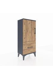 Arges Komodin 2 Raflı Tek Çekmeceli Tek Kapaklı 44x30x106 Antrasit-Çam