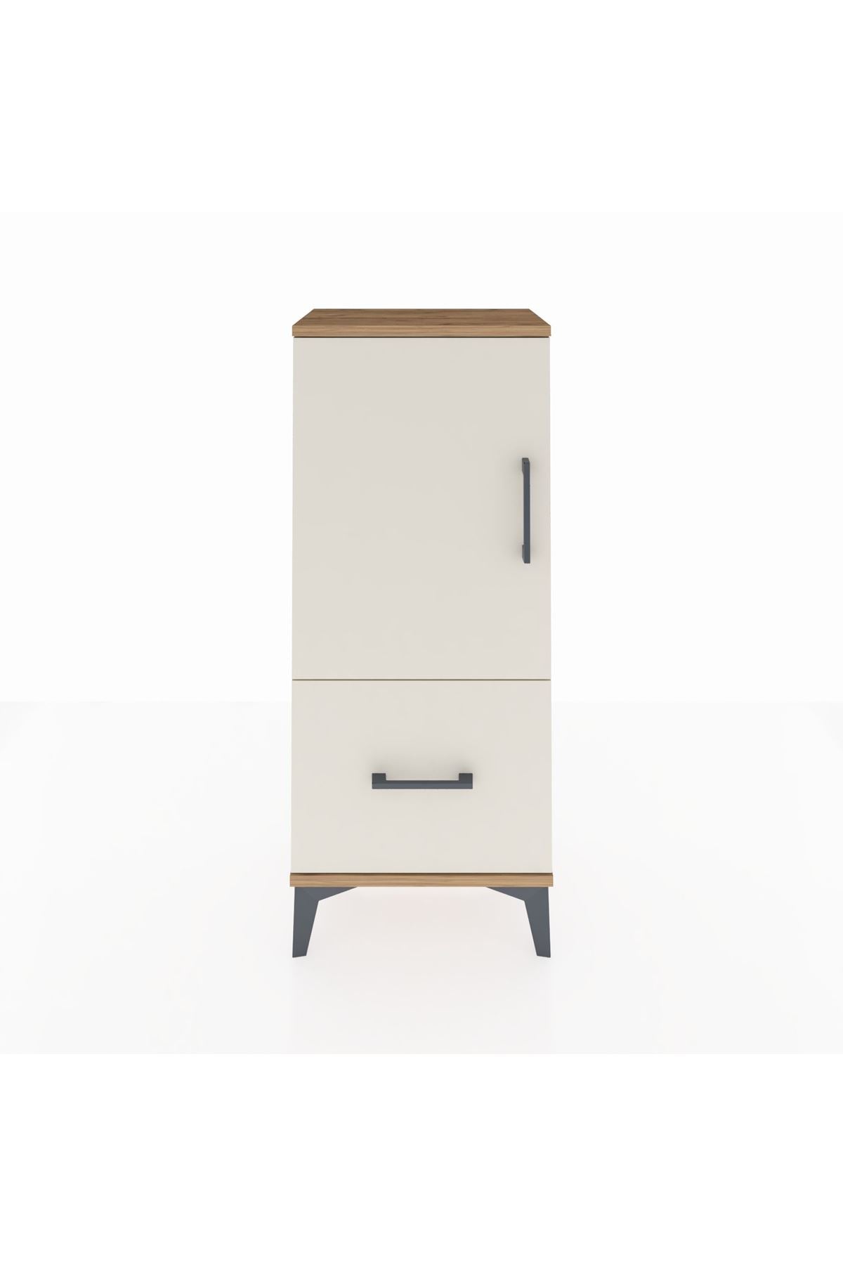 Arges Komodin 2 Raflı Tek Çekmeceli Tek Kapaklı 44x30x106 Çam-Aytaşı