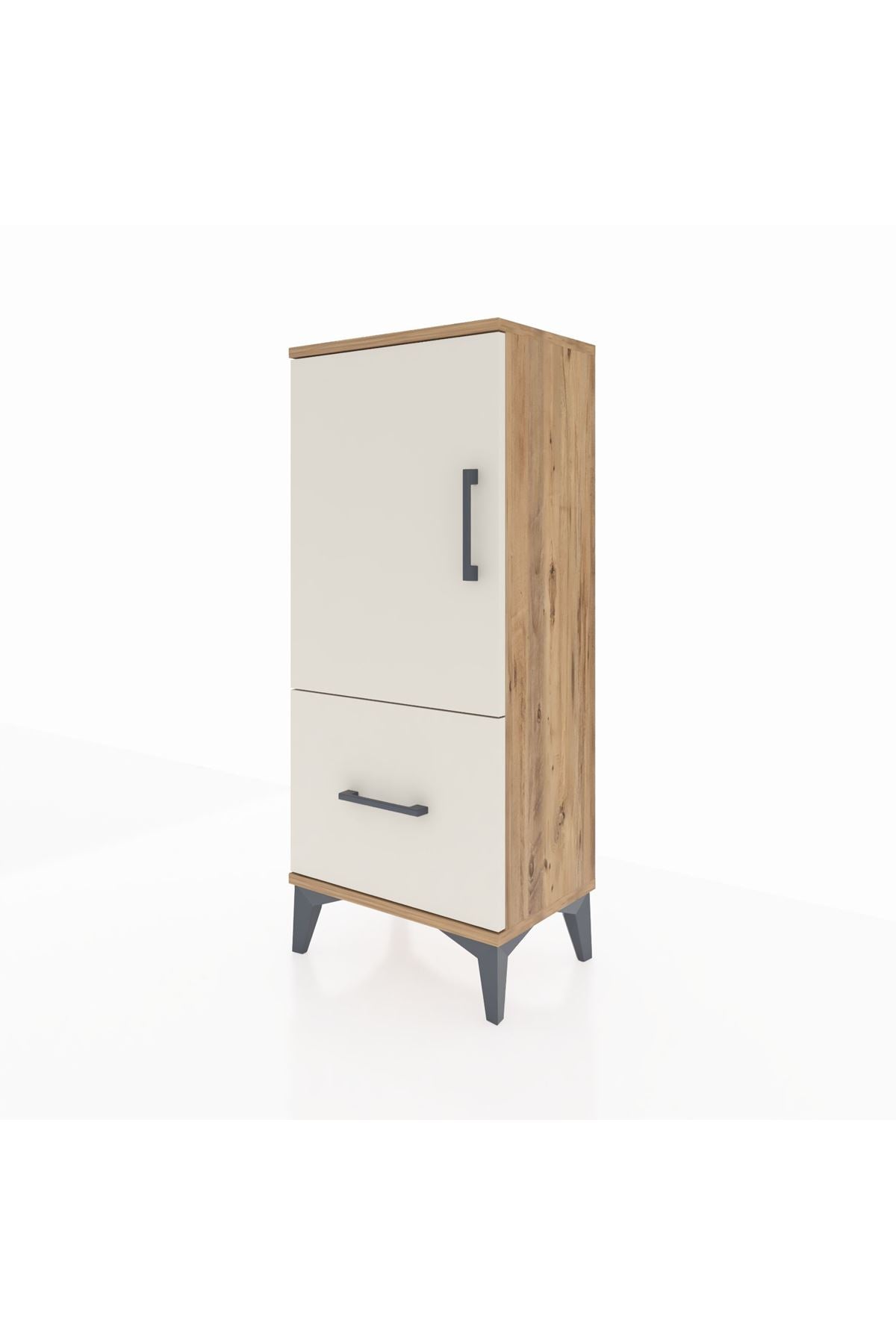 Arges Komodin 2 Raflı Tek Çekmeceli Tek Kapaklı 44x30x106 Çam-Aytaşı