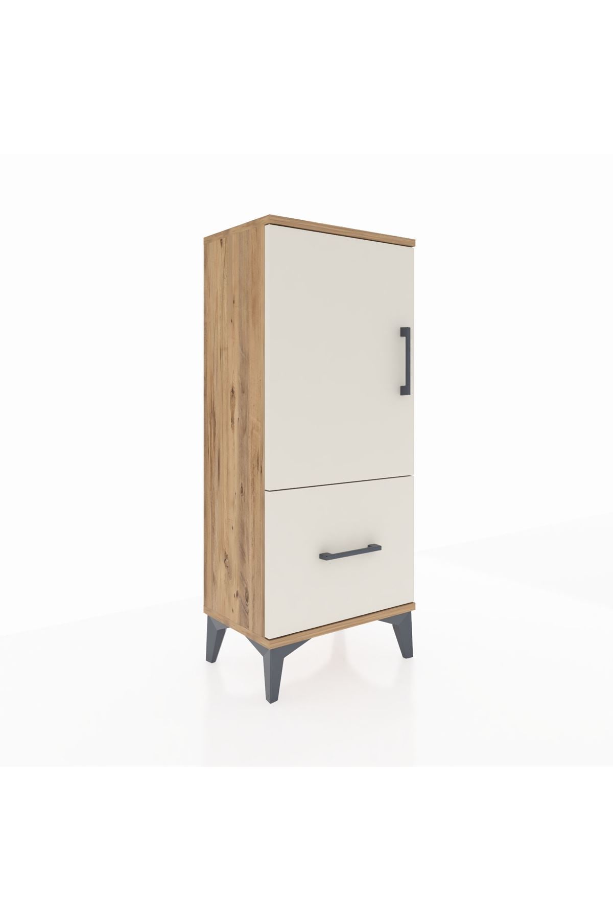 Arges Komodin 2 Raflı Tek Çekmeceli Tek Kapaklı 44x30x106 Çam-Aytaşı