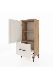 Arges Komodin 2 Raflı Tek Çekmeceli Tek Kapaklı 44x30x106 Çam-Aytaşı