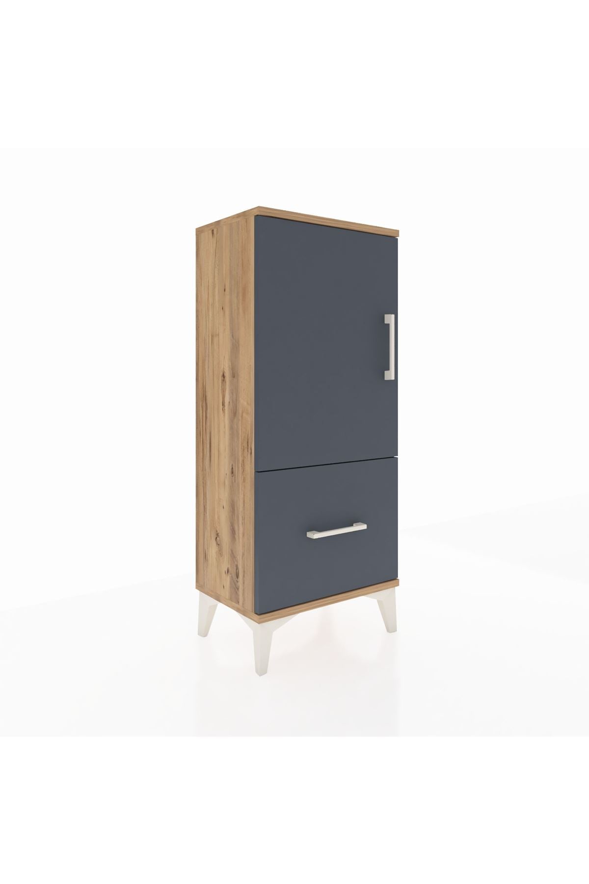 Arges Komodin 2 Raflı Tek Çekmeceli Tek Kapaklı 44x30x106 Çam-Antrasit