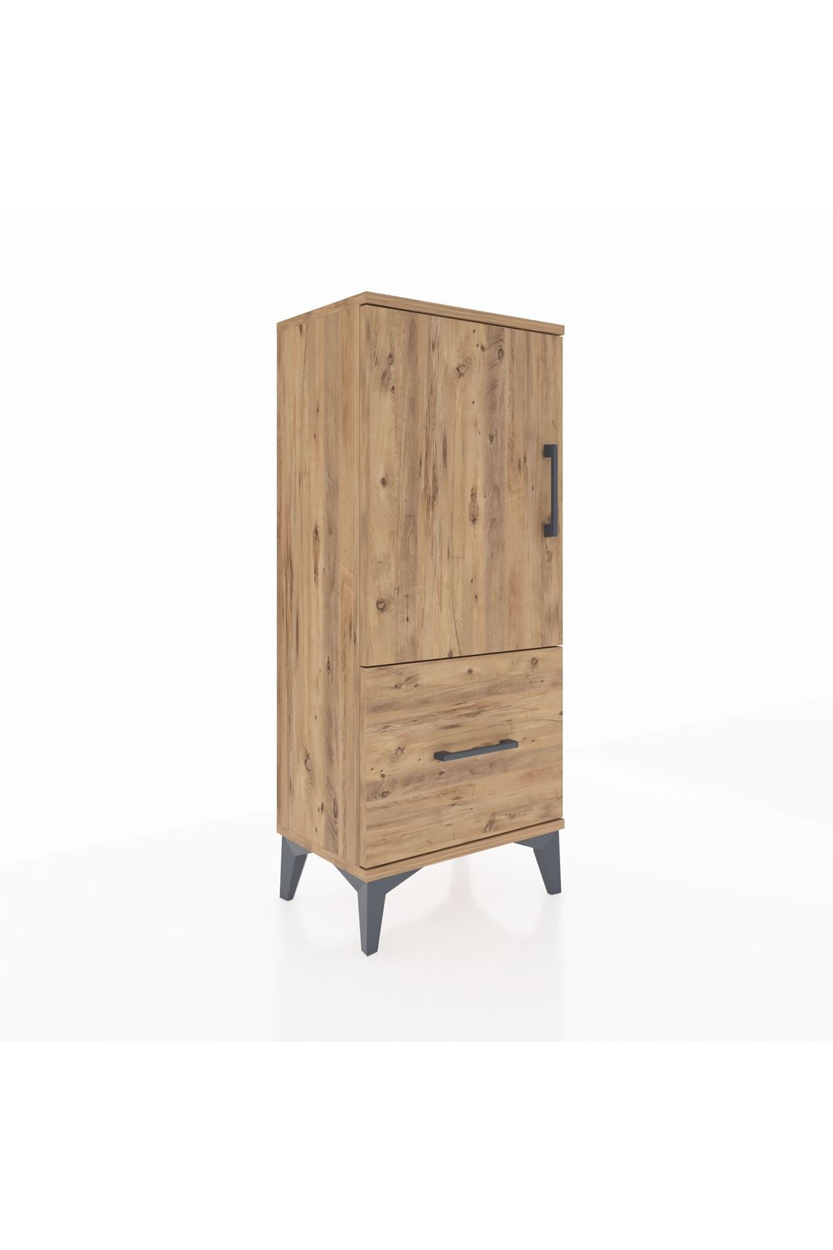 Arges Komodin 2 Raflı Tek Çekmeceli Tek Kapaklı 44x30x106 Çam-Çam