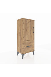 Arges Komodin 2 Raflı Tek Çekmeceli Tek Kapaklı 44x30x106 Çam-Çam