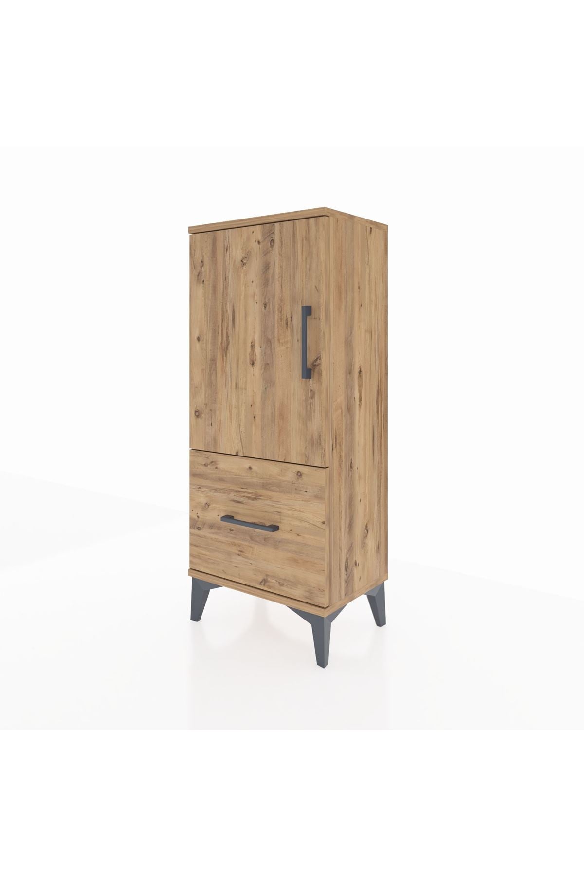 Arges Komodin 2 Raflı Tek Çekmeceli Tek Kapaklı 44x30x106 Çam-Çam