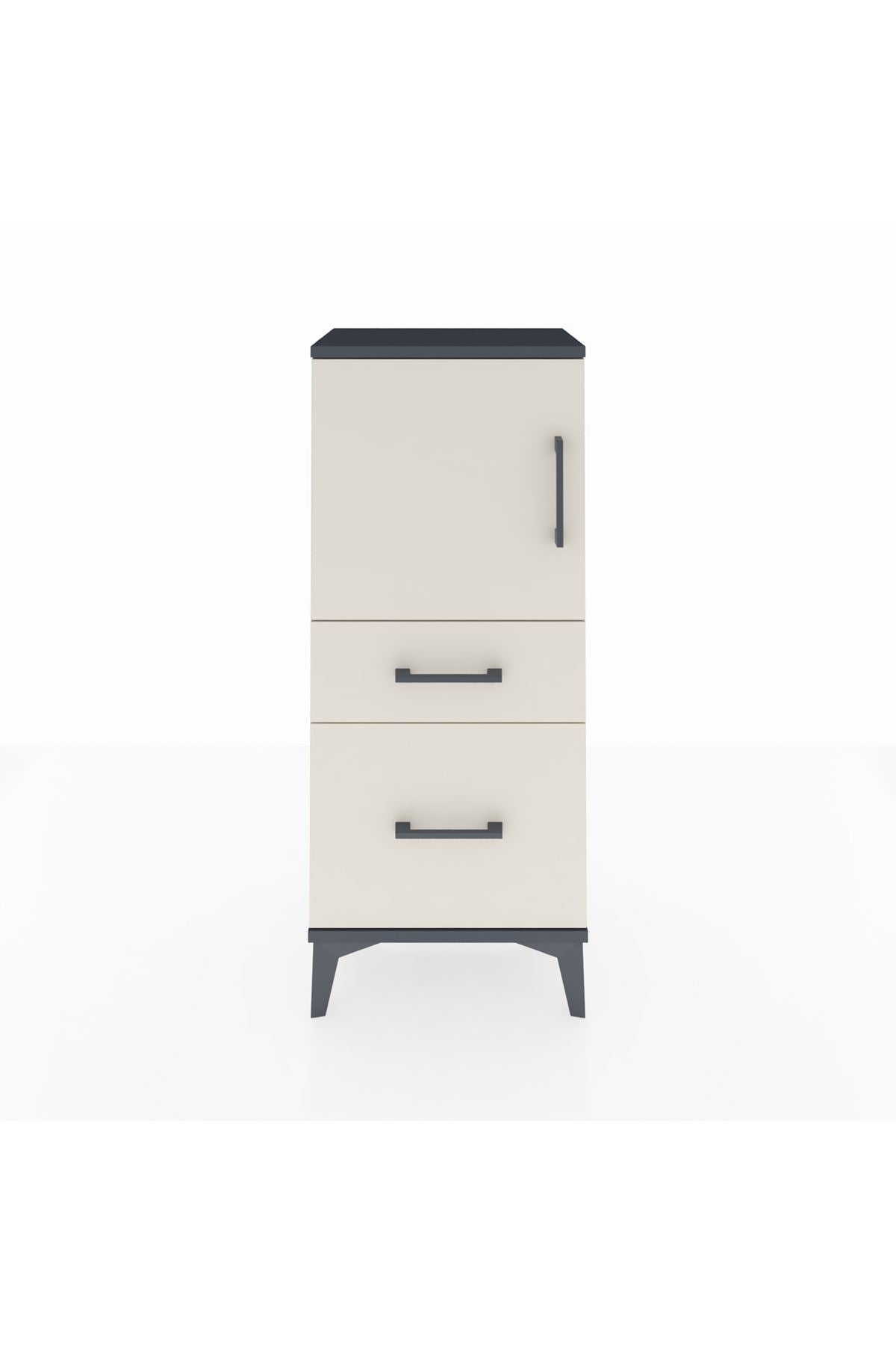 Arges Komodin 2 Raflı 2 Çekmeceli Tek Kapaklı 44x30x106 Antrasit-Aytaşı