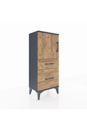 Arges Komodin 2 Raflı 2 Çekmeceli Tek Kapaklı 44x30x106 Antrasit-Çam