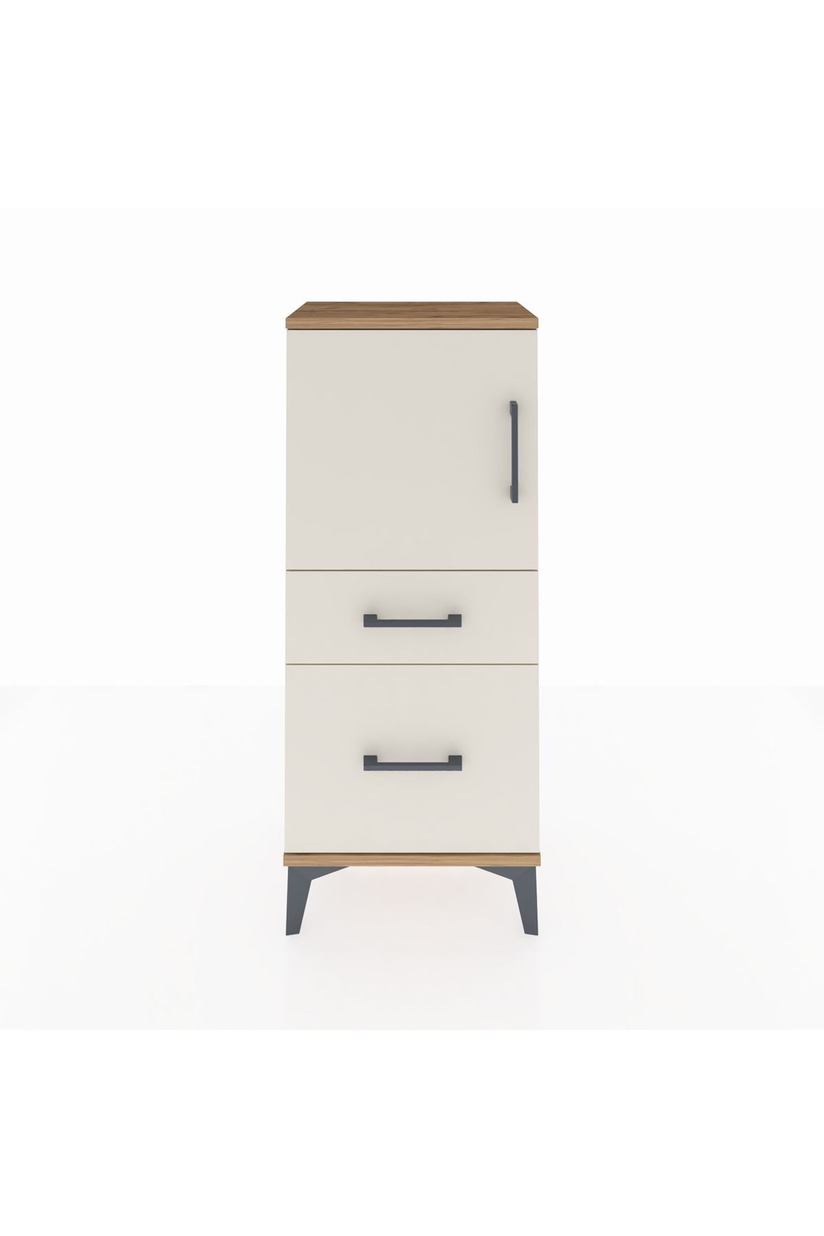 Arges Komodin 2 Raflı 2 Çekmeceli Tek Kapaklı 44x30x106 Çam-Aytaşı