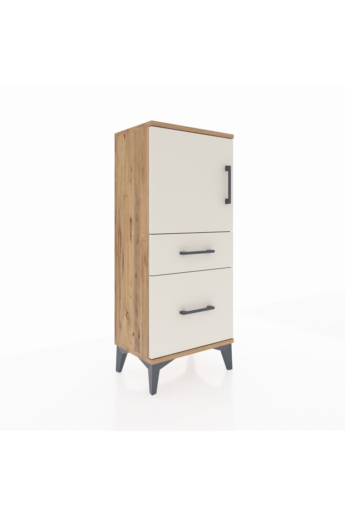 Arges Komodin 2 Raflı 2 Çekmeceli Tek Kapaklı 44x30x106 Çam-Aytaşı