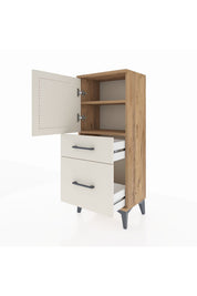 Arges Komodin 2 Raflı 2 Çekmeceli Tek Kapaklı 44x30x106 Çam-Aytaşı