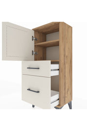 Arges Komodin 2 Raflı 2 Çekmeceli Tek Kapaklı 44x30x106 Çam-Aytaşı