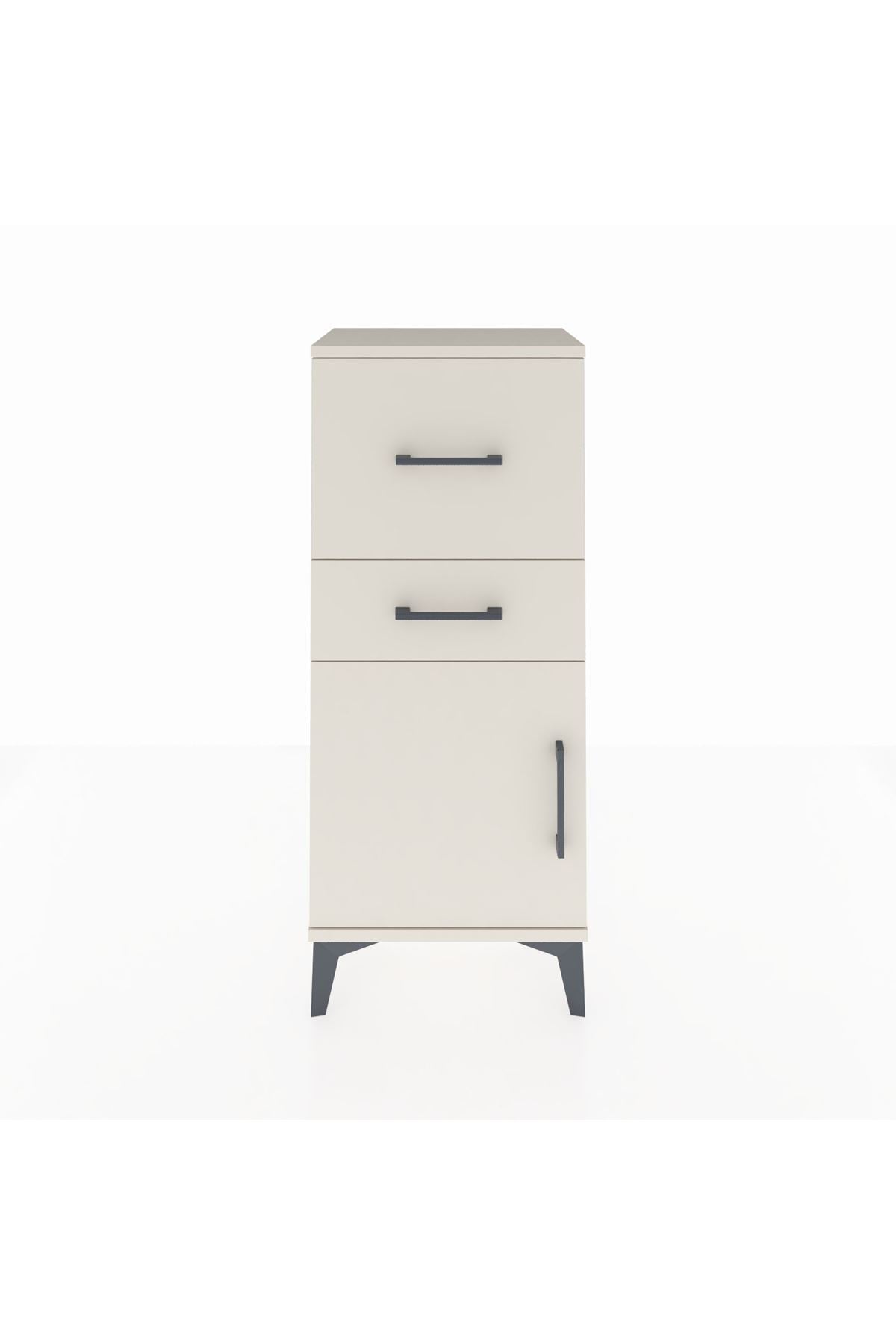 Arges Komodin Tek Raflı 2 Çekmeceli Tek Kapaklı 44x30x106 Aytaşı-Aytaşı