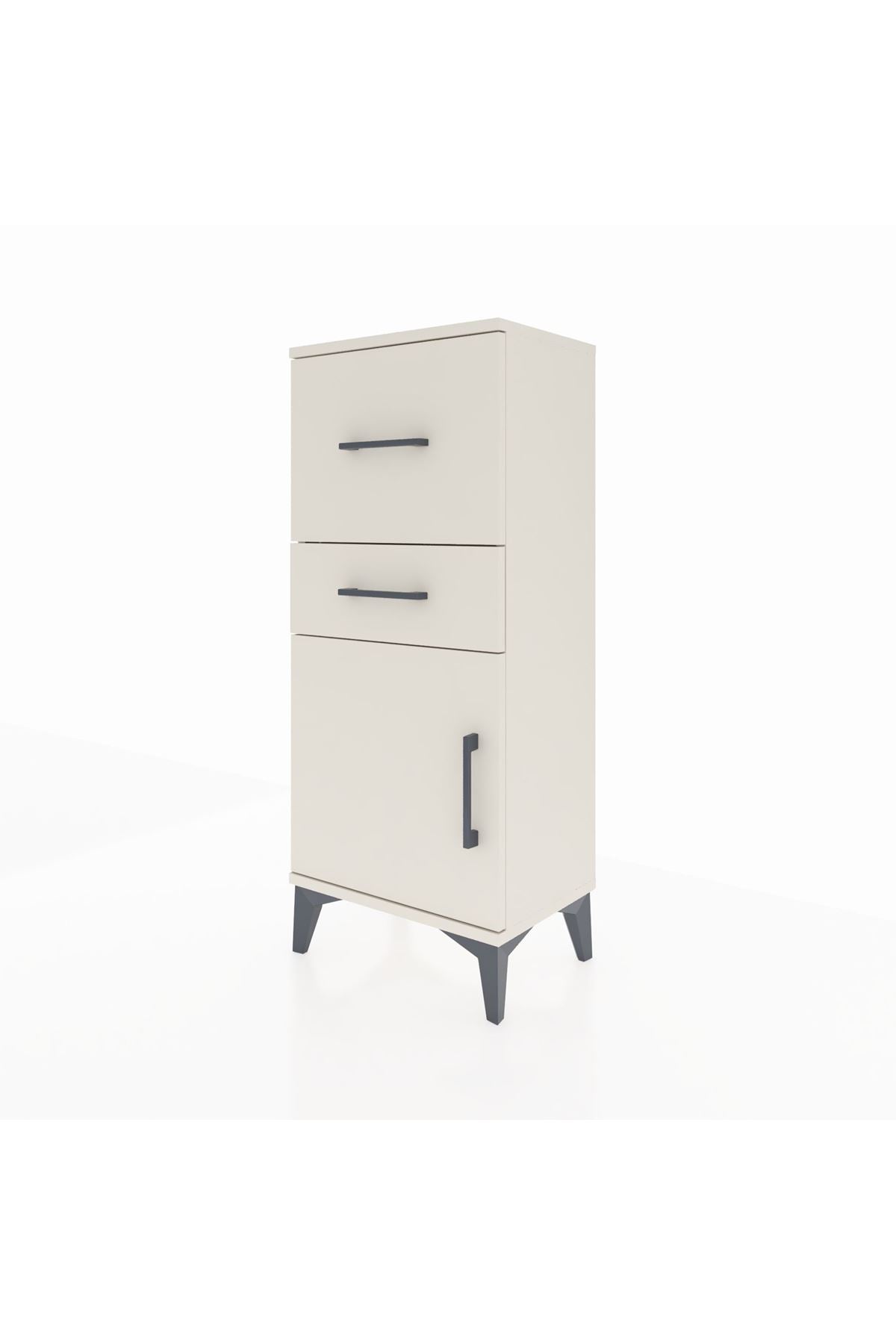 Arges Komodin Tek Raflı 2 Çekmeceli Tek Kapaklı 44x30x106 Aytaşı-Aytaşı