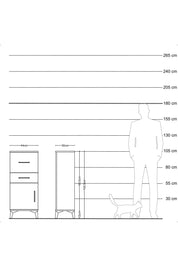 Arges Komodin Tek Raflı 2 Çekmeceli Tek Kapaklı 44x30x106 Aytaşı-Aytaşı