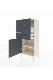 Arges Komodin Tek Raflı 2 Çekmeceli Tek Kapaklı 44x30x106 Aytaşı-Antrasit