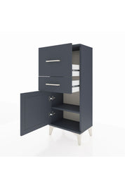 Arges Komodin Tek Raflı 2 Çekmeceli Tek Kapaklı 44x30x106 Antrasit-Antrasit