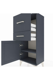 Arges Komodin Tek Raflı 2 Çekmeceli Tek Kapaklı 44x30x106 Antrasit-Antrasit