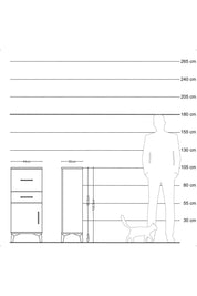 Arges Komodin Tek Raflı 2 Çekmeceli Tek Kapaklı 44x30x106 Çam-Çam
