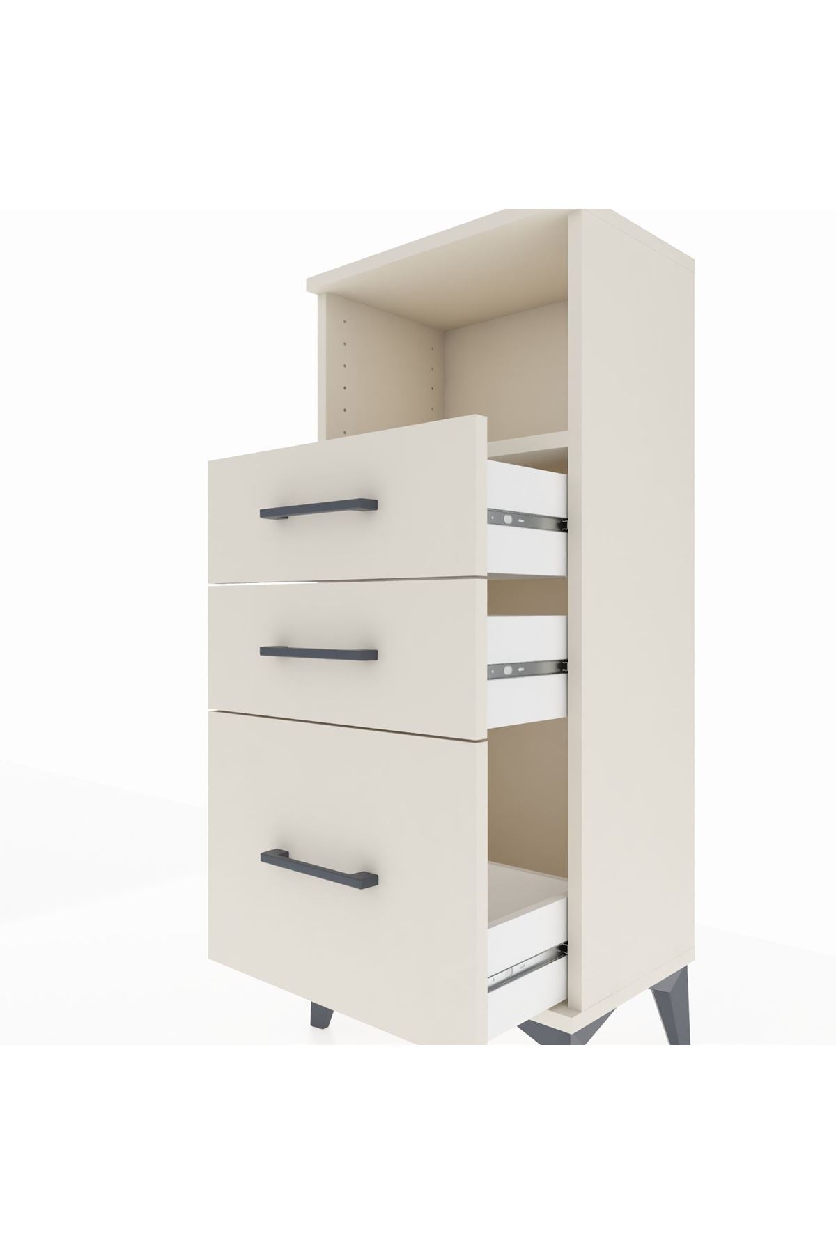 Arges Komodin Tek Raflı 3 Çekmeceli 44x30x106 Aytaşı-Aytaşı